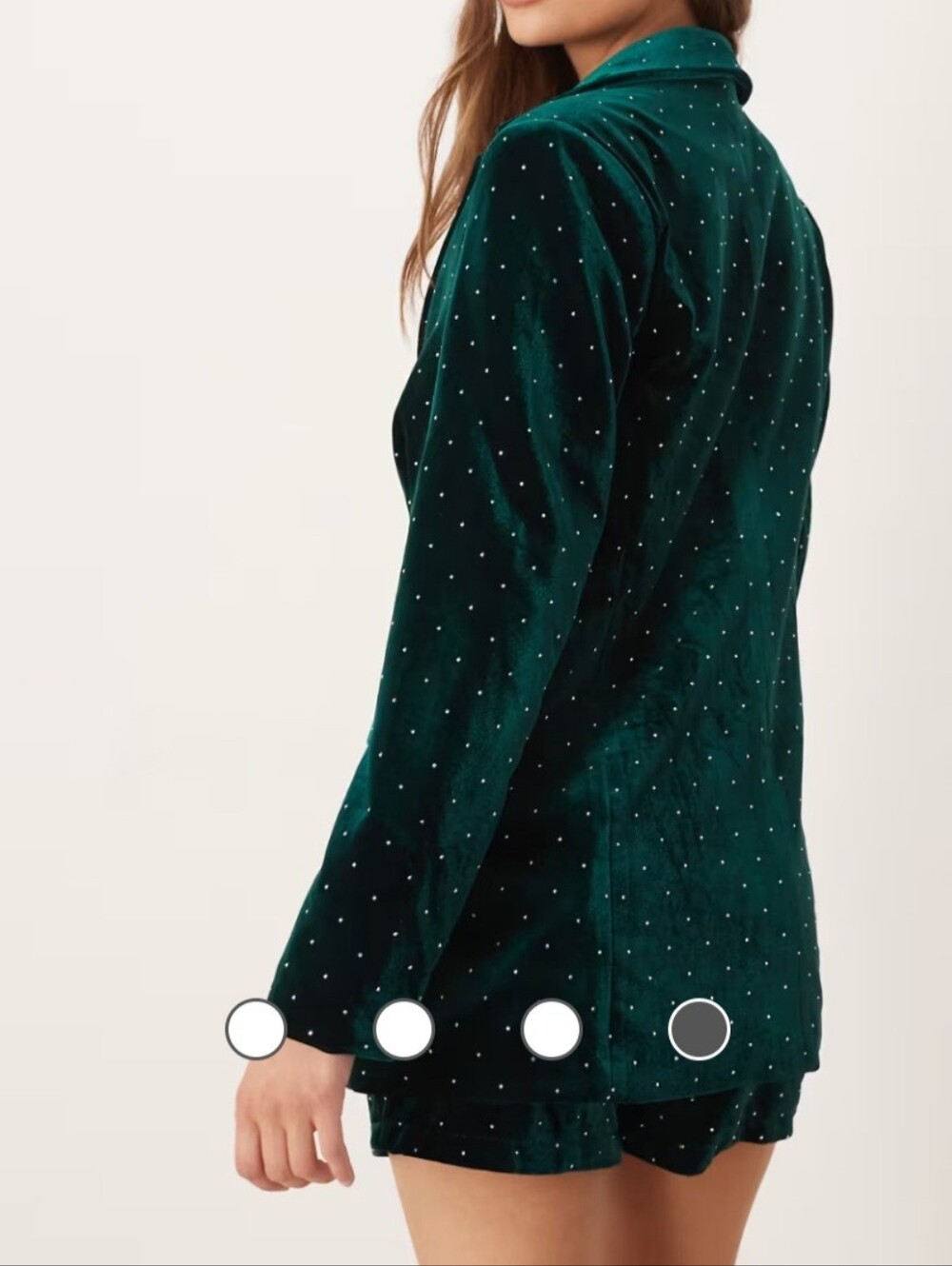 Never Fully Dressed Emerald Velvet Blazer with Crystal Dots